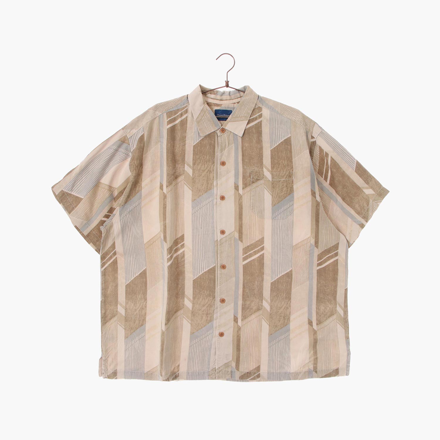 타미바하마 실크 패턴 셔츠 공용 2XL 빈티지플러스