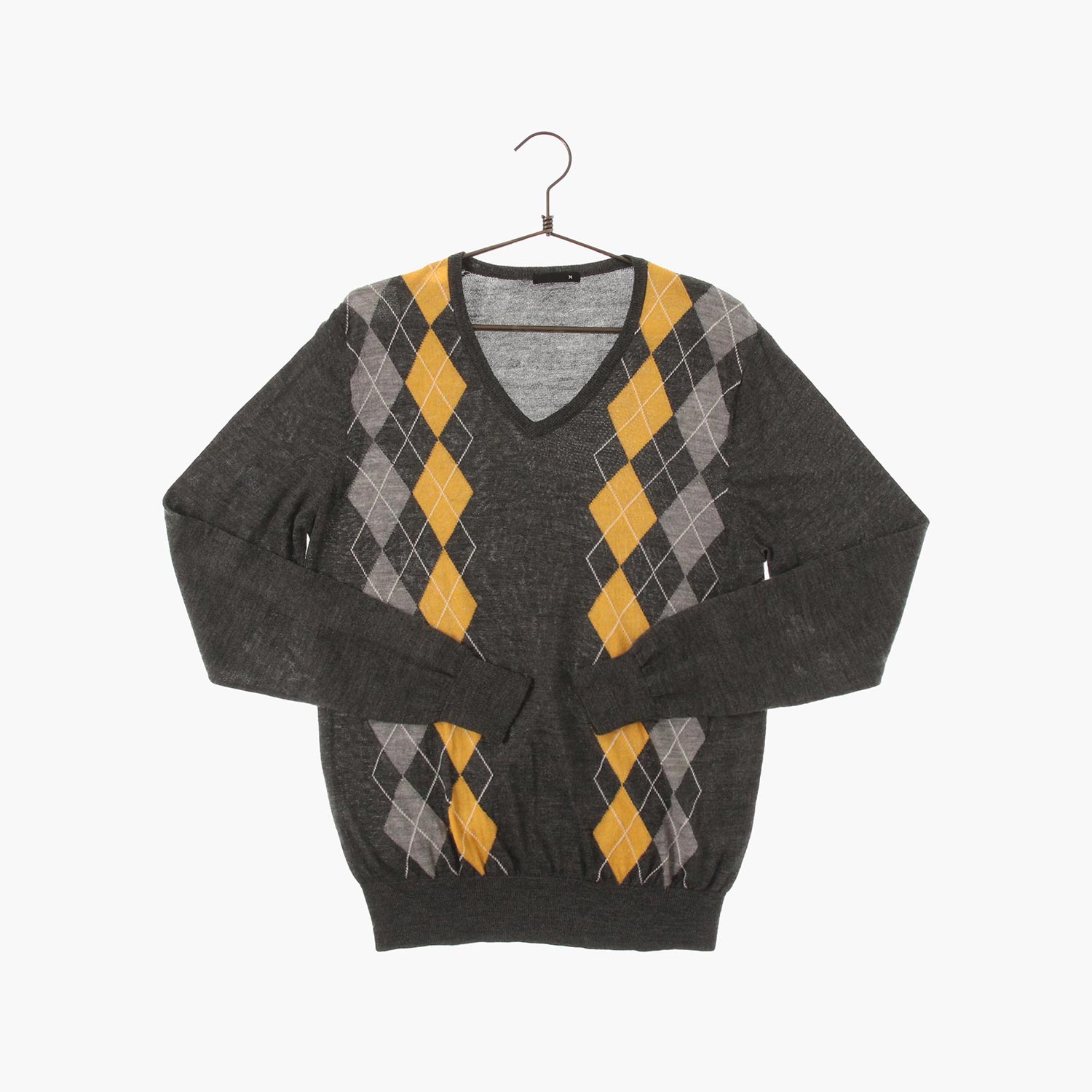 울 브이넥 패턴 니트/스웨터 공용 M 빈티지플러스