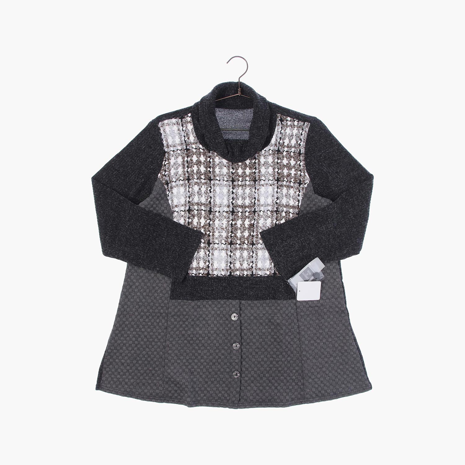 폴리 미사용 숄칼라 패턴 니트/스웨터 여자 4XL 빈티지플러스