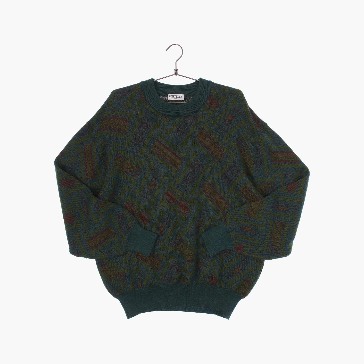 울 라운드 패턴 니트/스웨터 공용 XL 빈티지플러스